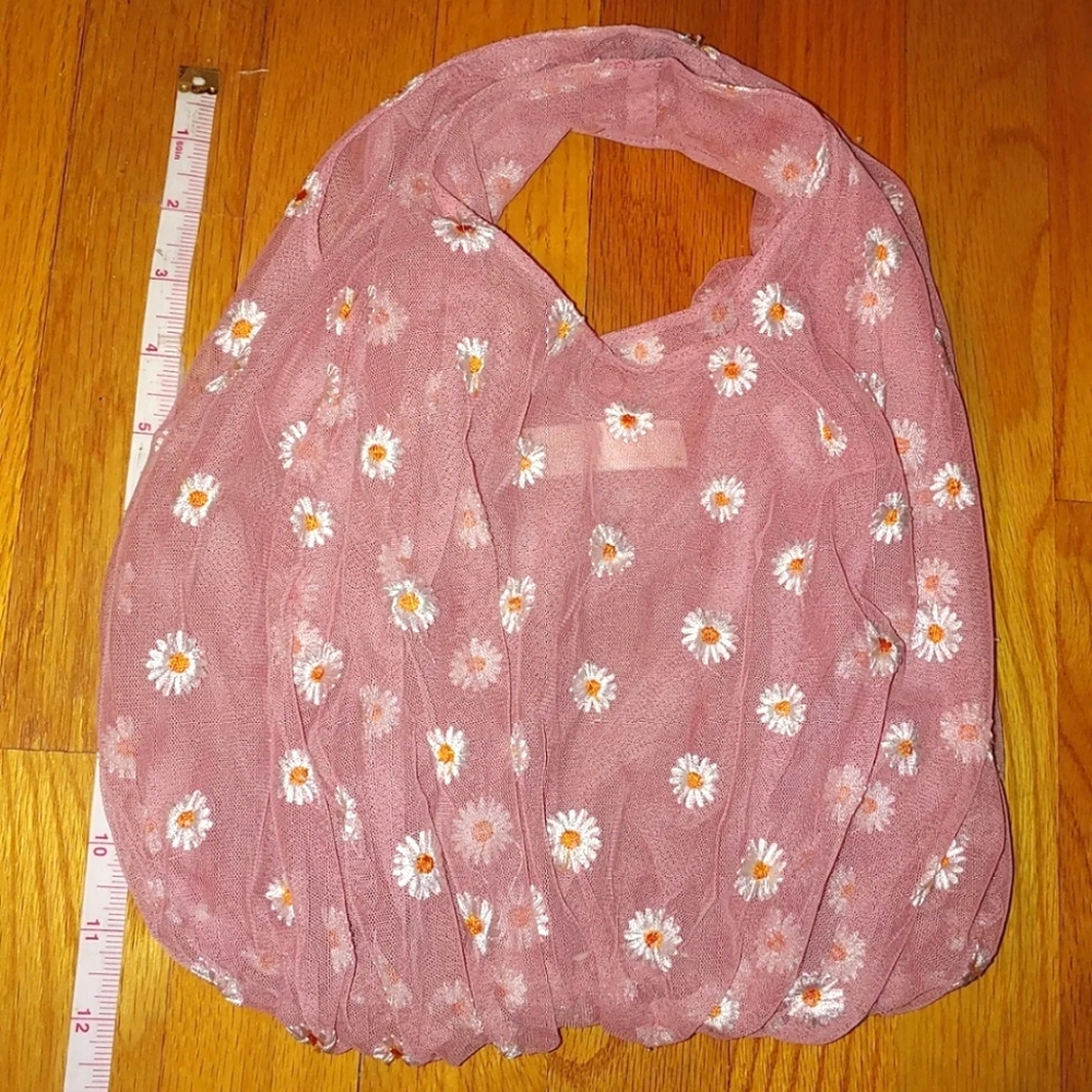 Pink Daisy Mesh Purse Handbag